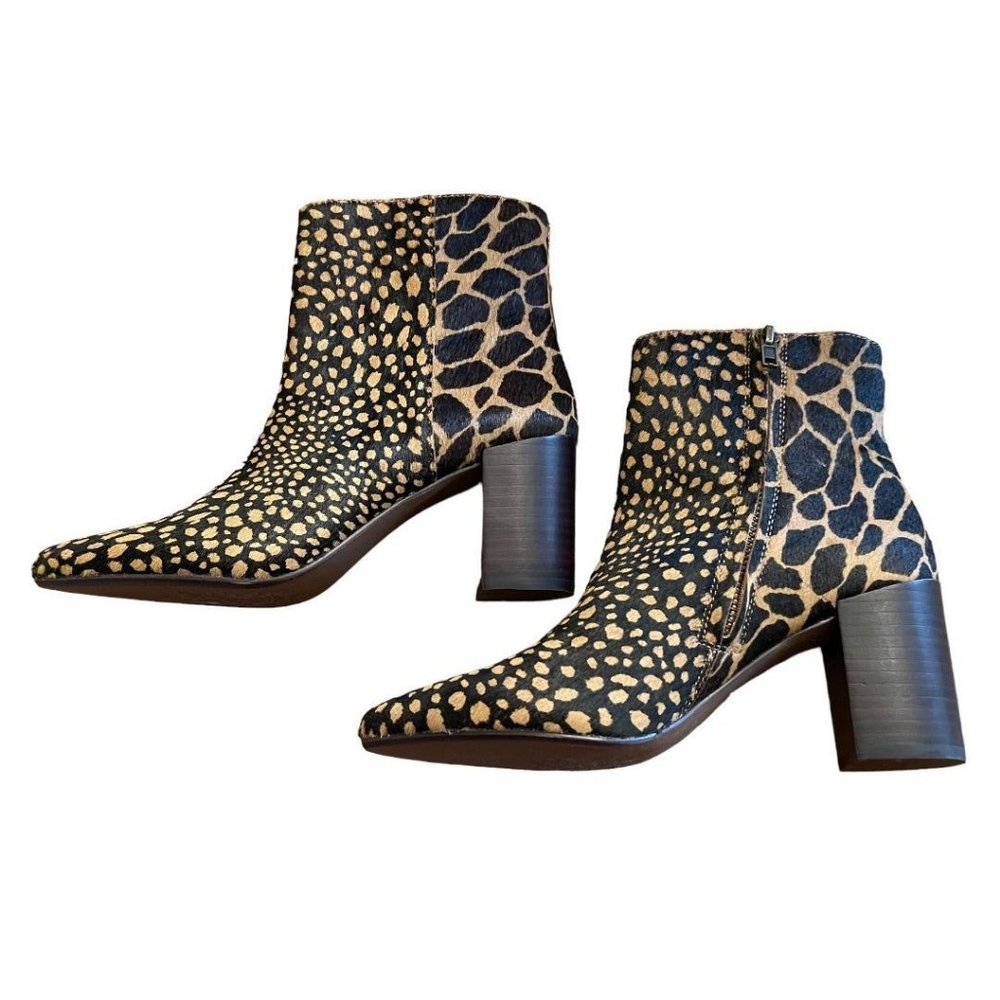 Size 7 Madewell Women's The Fiona Boot in Mixed Spot Calf Hair 3" Block Heel - Picture 10 of 14